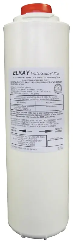 Elkay 51300C Replacement Filter, 3/8 x 1/4 , Tube, Carbon/Polypropylene