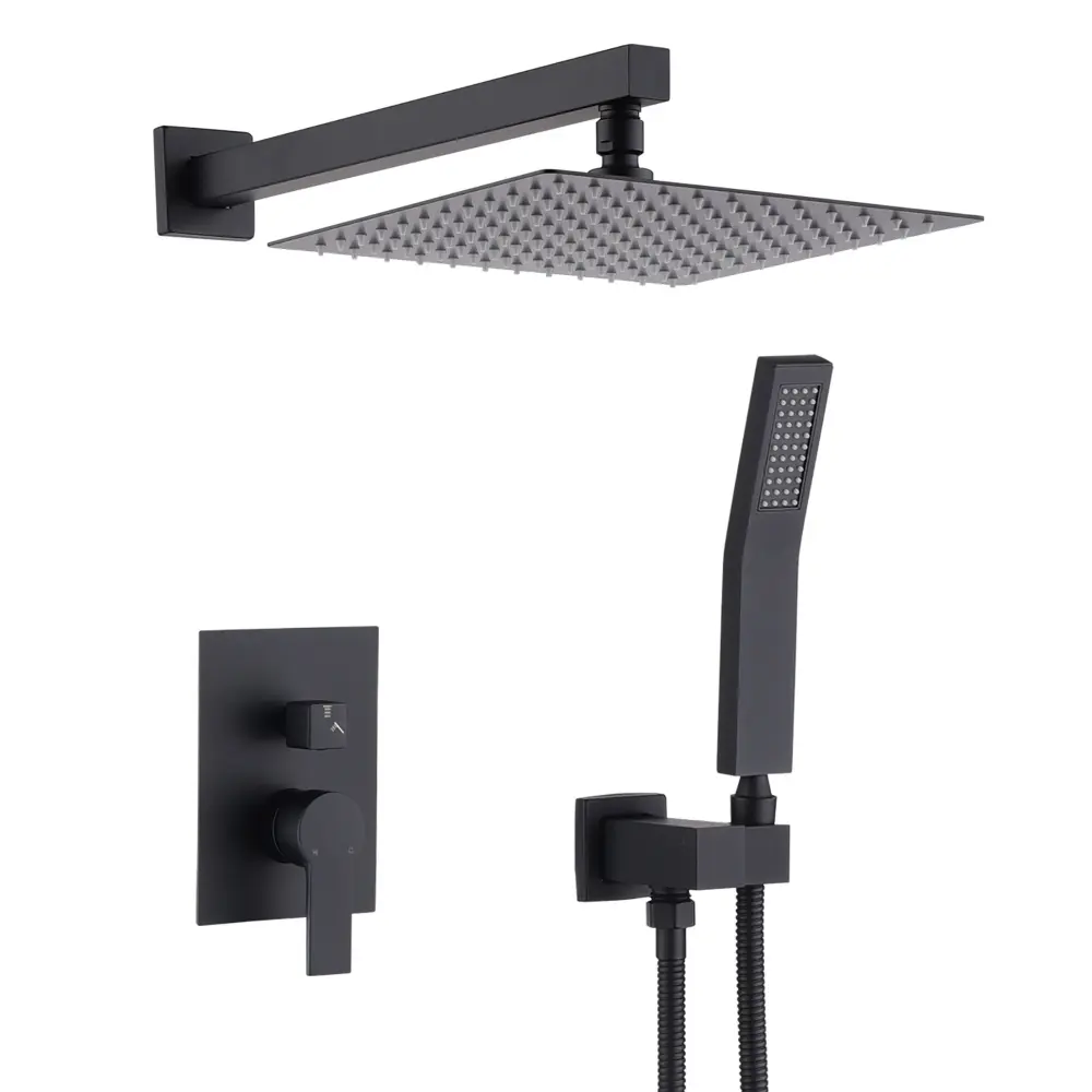 12" Ceiling Secure Shower System Rain Mixer And Handheld Shower