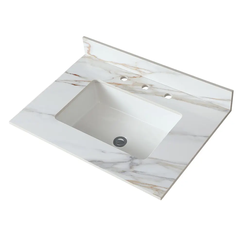 Vanity Top Undermount Sink And Backsplash, Sintered Stone
