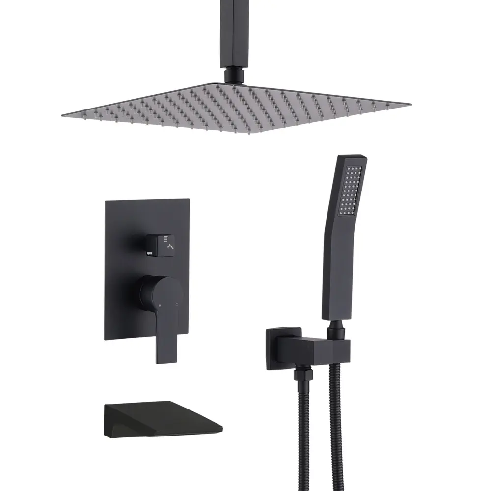 Wall Mount Shower System High Pressure 10" Shower Head And Handheld