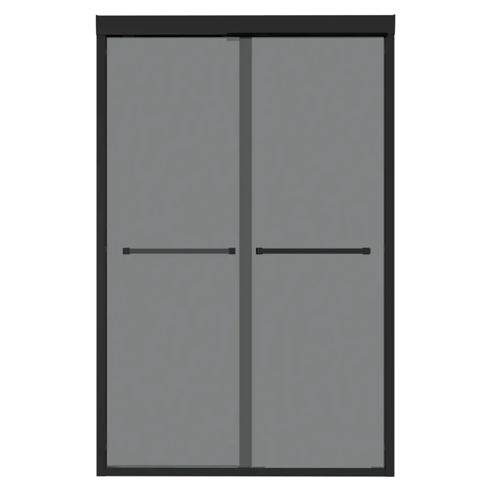 Double Sliding Glass Shower Door 8Mm Tempered Glass Stainless Steel Frame - Matte Black