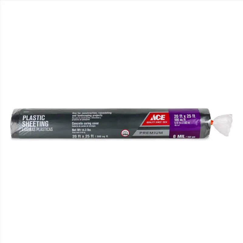 Ace 4 mil Black Polyethylene Plastic Sheeting 20ft x 25ft