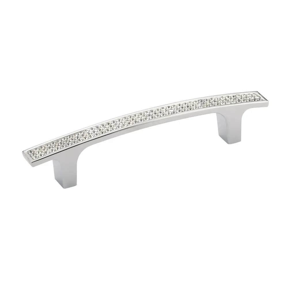 Contemporary # 1234 Chromium Metal and Crystal Pull, 96 mm C/C