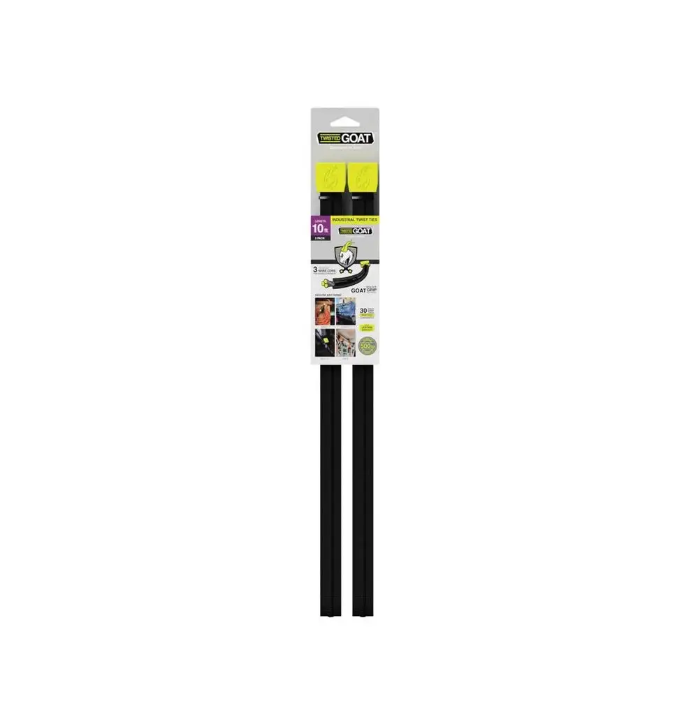 Twisted Goat TG-6FT-4PK Twist Ties Nylon Black Organizing and Securing