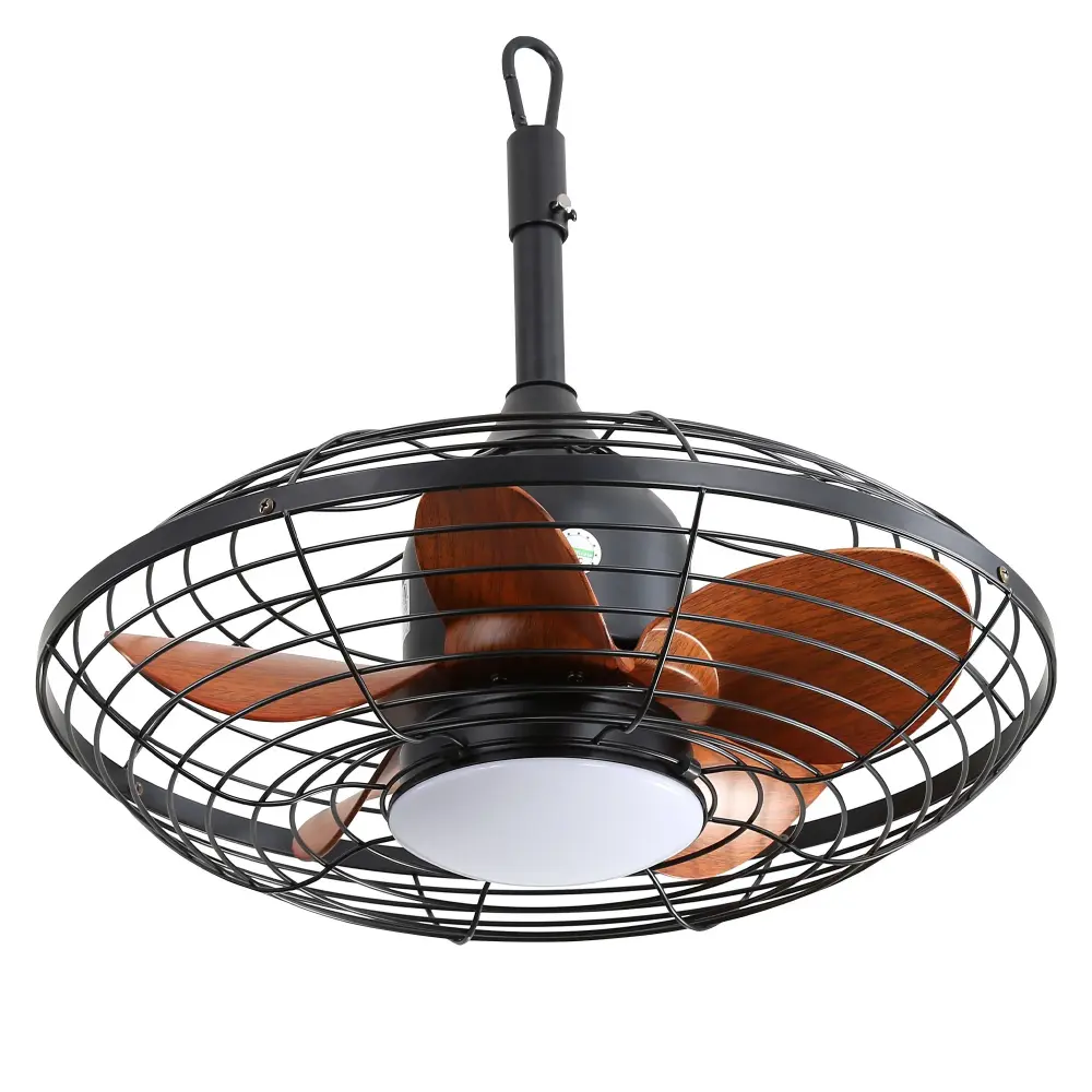 20" Downrod Install Ceiling Fan LED 18W 3 Cct 5 ABS Blades DC Motor Hanging And Hook Outside Patios Pergola - Black
