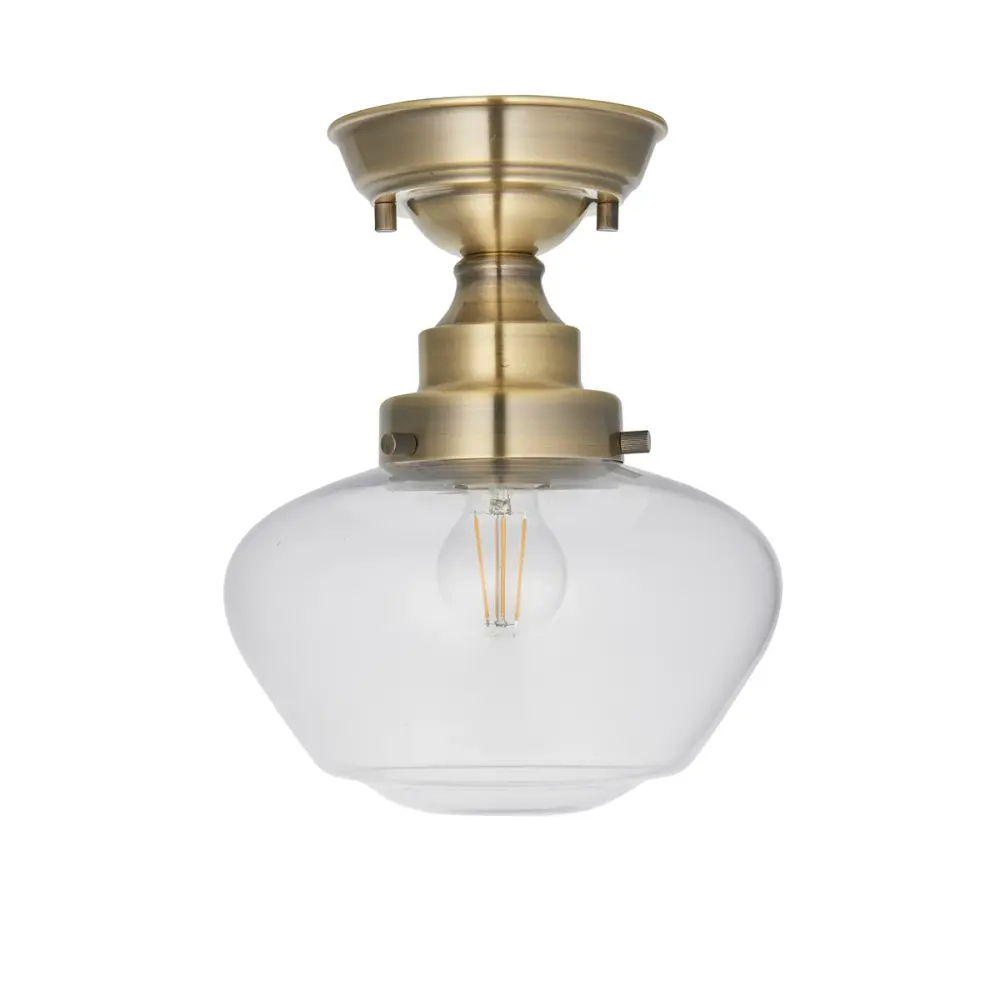Chelsey 1 Light Ceiling Portable - Antique Brass & Clear Glass Entryways
