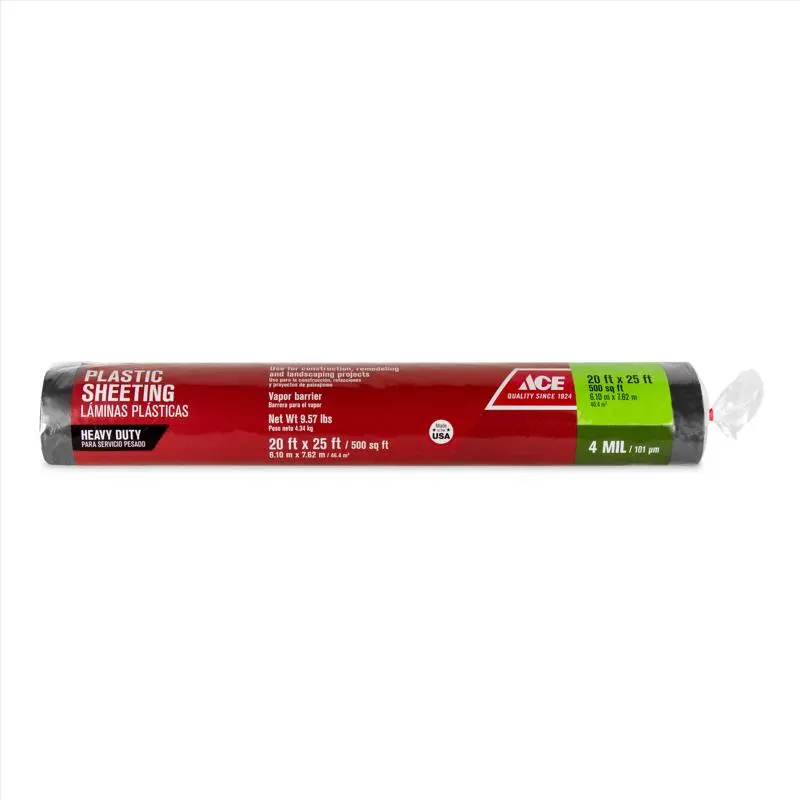 Ace 4 mil Clear Polyethylene Plastic Sheeting 10ft x 25ft