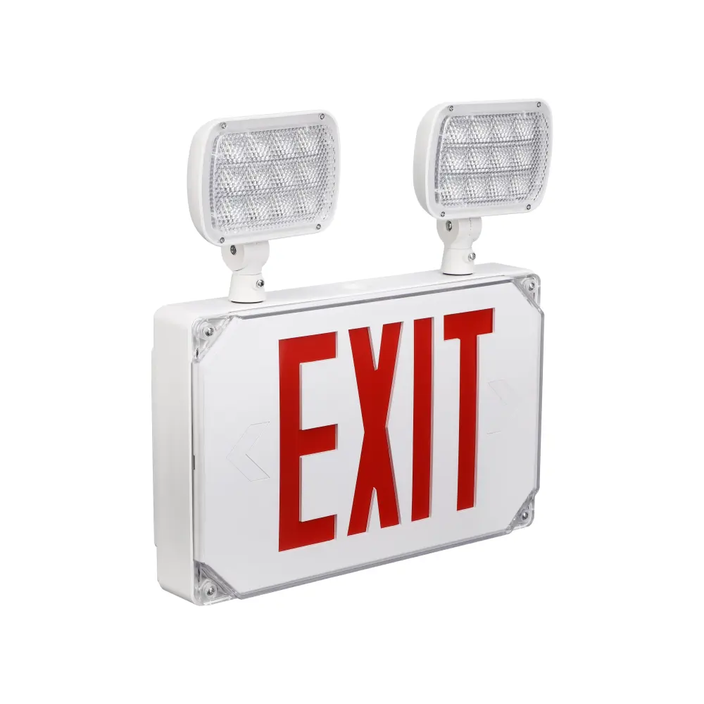 LitEgress+ Weatherproof Exit Sign Emergency Lights - Ruby Letters White Finish