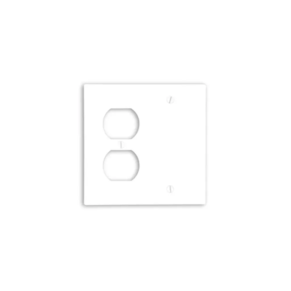88008 Leviton 2-Gang 1-Duplex 1-Blank Device Combination Wallplate, Standard Size, Thermoset, Box Affix - White