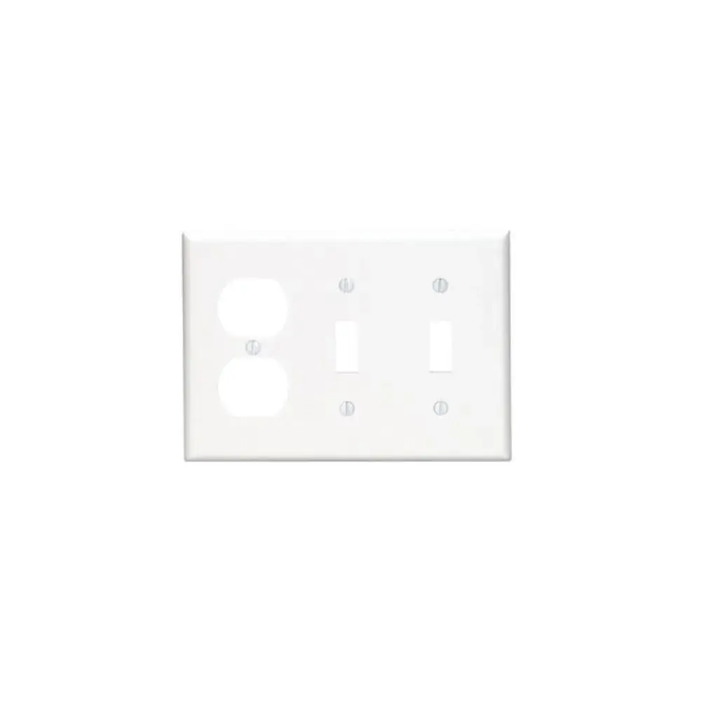 88021 Leviton 3-Gang 2-Toggle 1-Duplex Device Combination Wallplate, Default Size, Thermoset, Device Mount - White Corrosi...