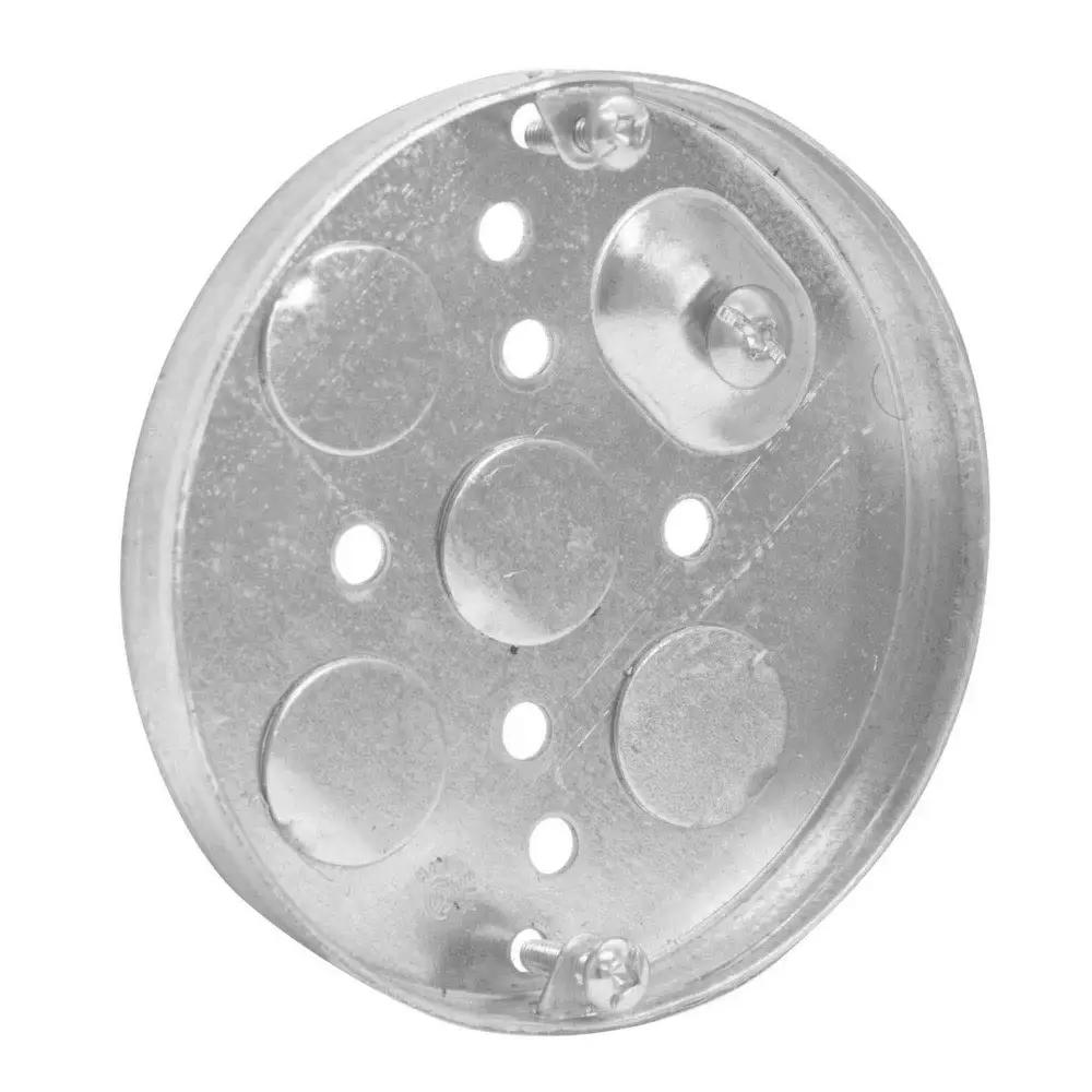 Non-Metallic Round Electrical Box 4" 4 Knockout Openings, 0.5" Deep (5 po3)