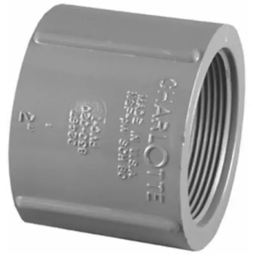 Charlotte Pipe PVC-08102-2000HA Schedule 80 Coupling FPT x FPT 2 Inch Gray PVC Fitting