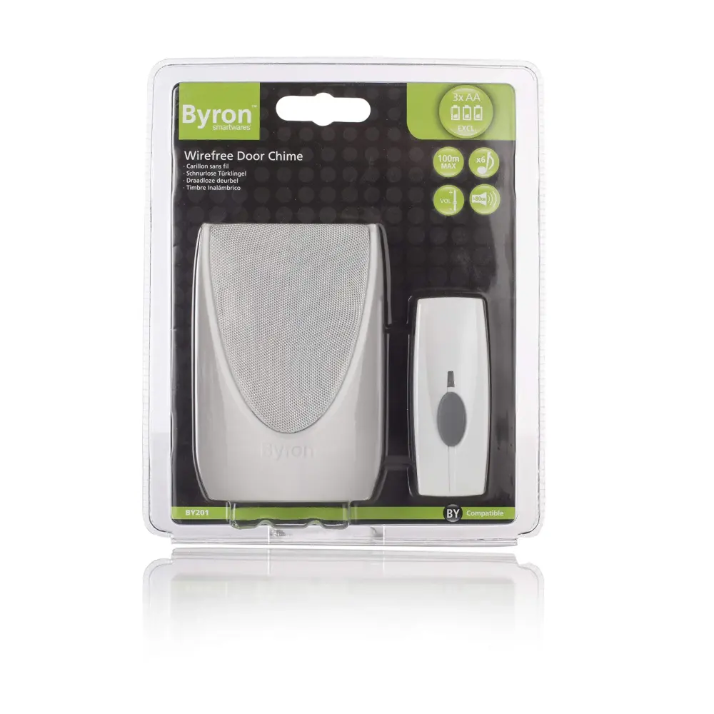Byron Sentry BY201 Wi-fi enabled Doorbell and Bell Push, Portable, 6 Melodies, 100 m Range