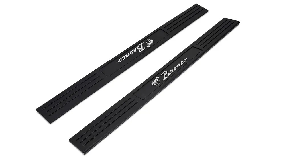 Door Sill Plates - Onyx Plastic w/ Chrome Bronco Script