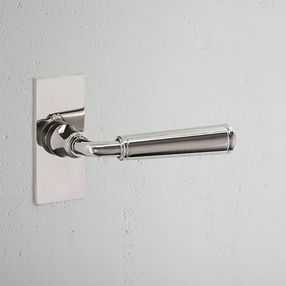 Mortise Lock Digby Short Plate Unsprung Door Handle - Reflective Nickel