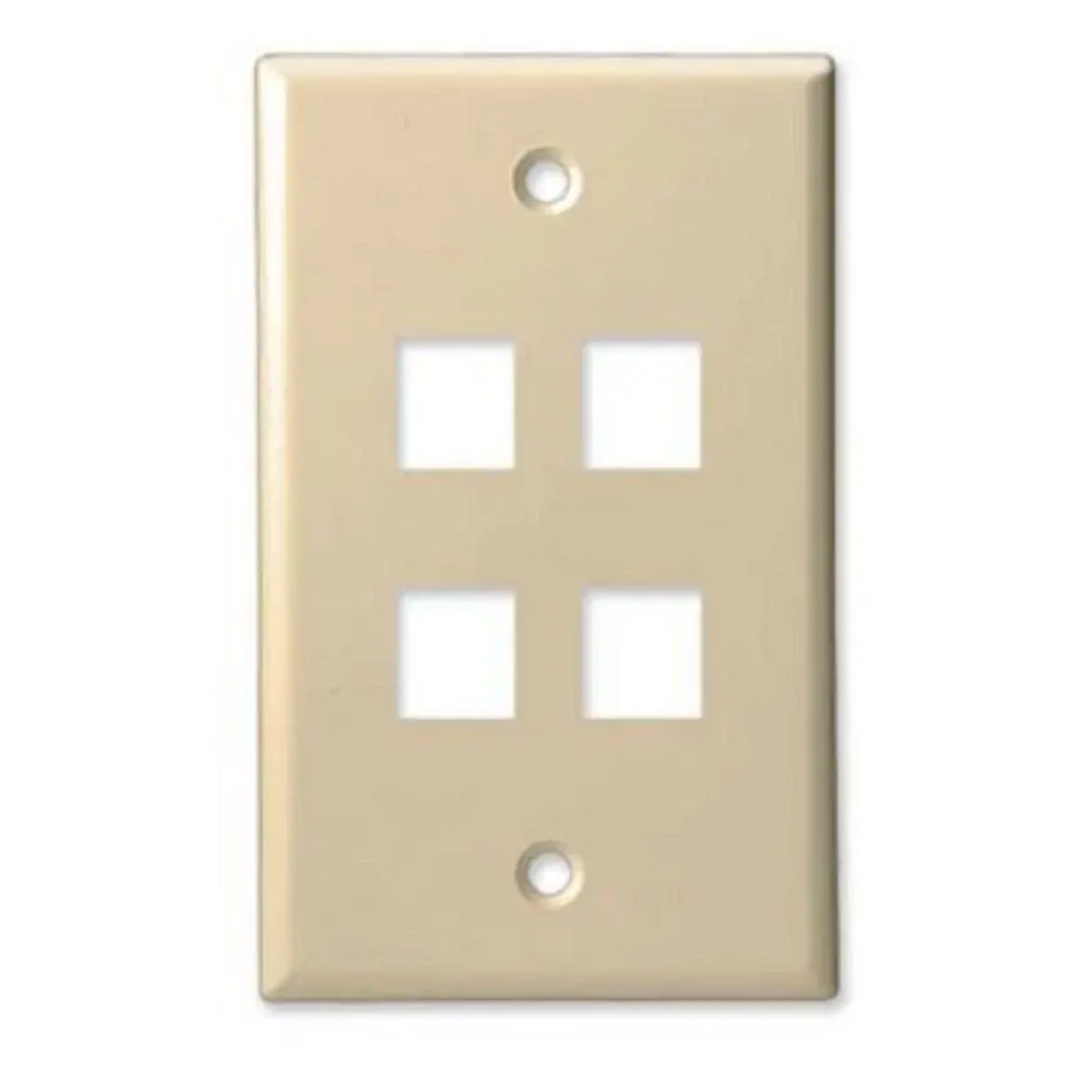 4 PORT- KEYSTONE WALL PLATE- STANDARD SINGULAR GANG, UL - IVORY Interior Doors