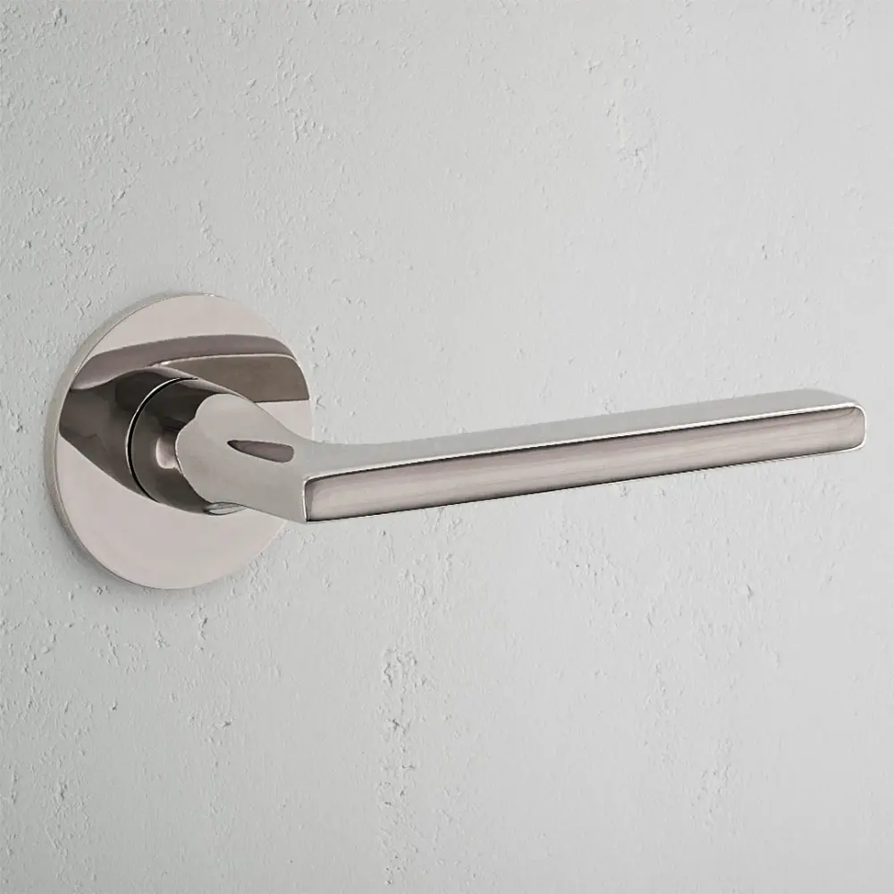 Clayton Unsprung Door Handle Flush Rose - Reflective Nickel