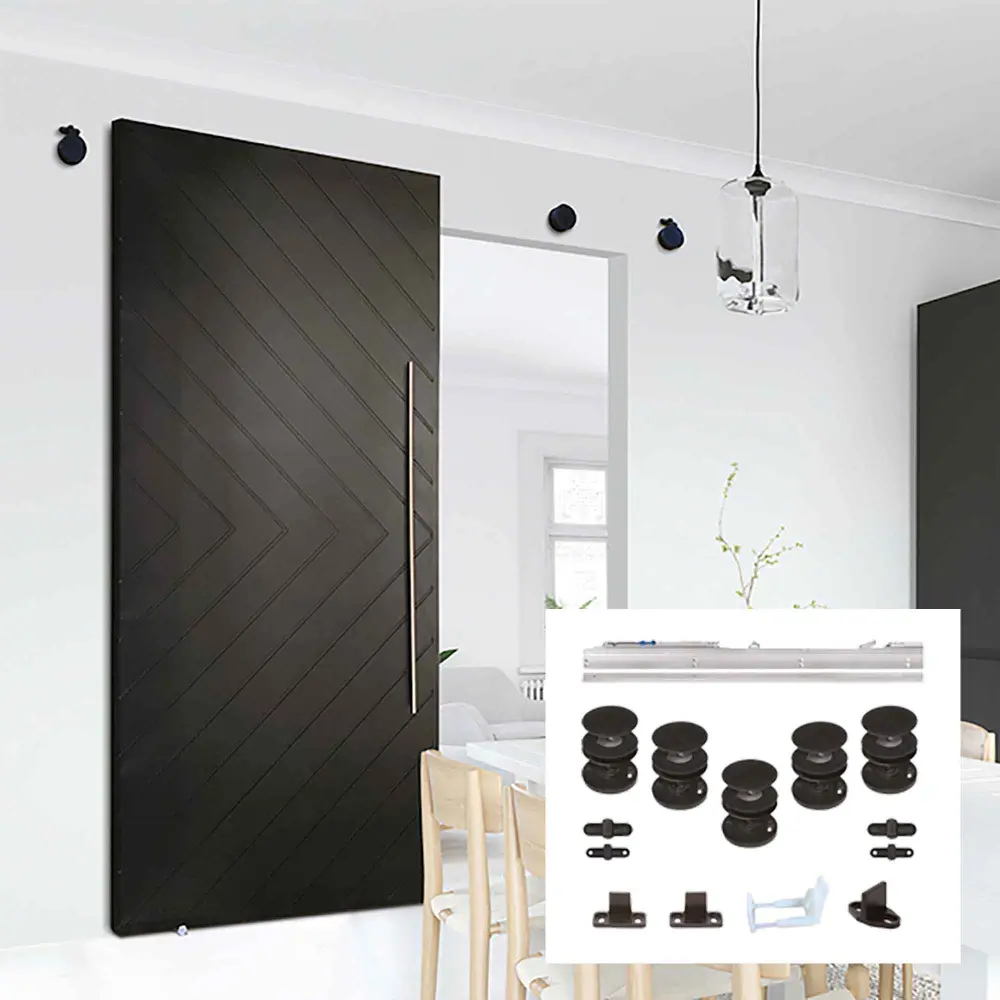 Invisible Door Track Hardware #615INV, Jet-black
