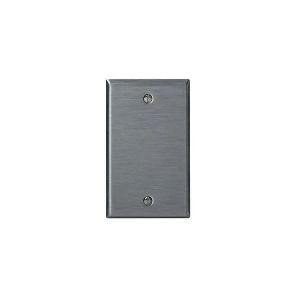 84014 Leviton 1-Gang No Device Blank Wallplate, Standard Size, 430 Stainless Steel, Box Mount - Stainless Chromed