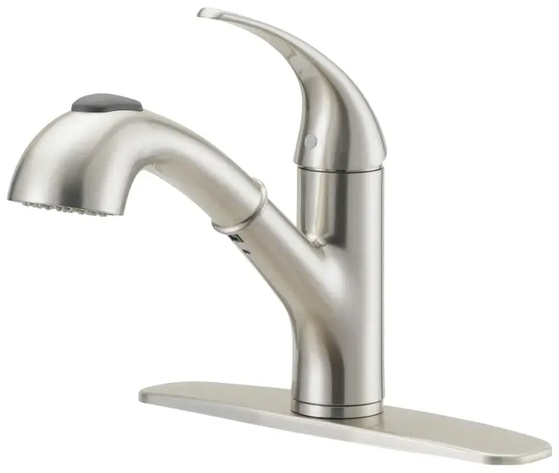Boston Harbor FP4A4079NP Kitchen Faucet, 1.8 gpm, 1-Handle, 1, 3-Faucet Hole, Metal/Plastic, Stainless Reinforced