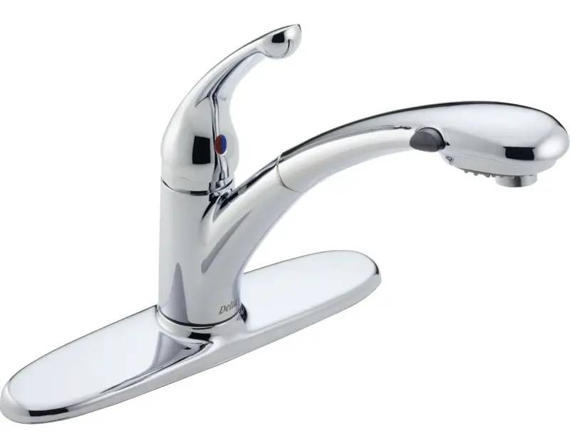 Delta Signature 470-PROMO-DST Kitchen Faucet, 1.8 gpm, 1-Handle, Earthenware, Chrome Plated, Deck, Lever Handle