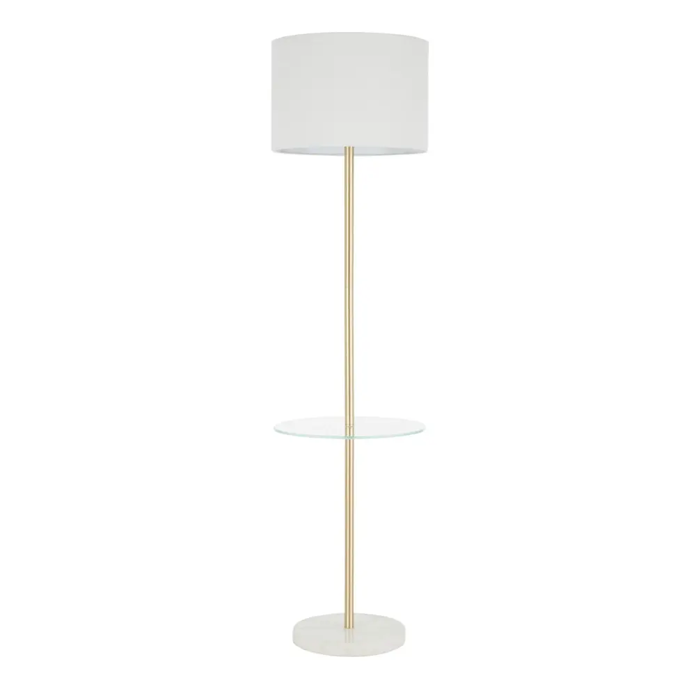 Chloe - Contemporary Shelf Floor Lamp - Glass-like / White | UL Listed