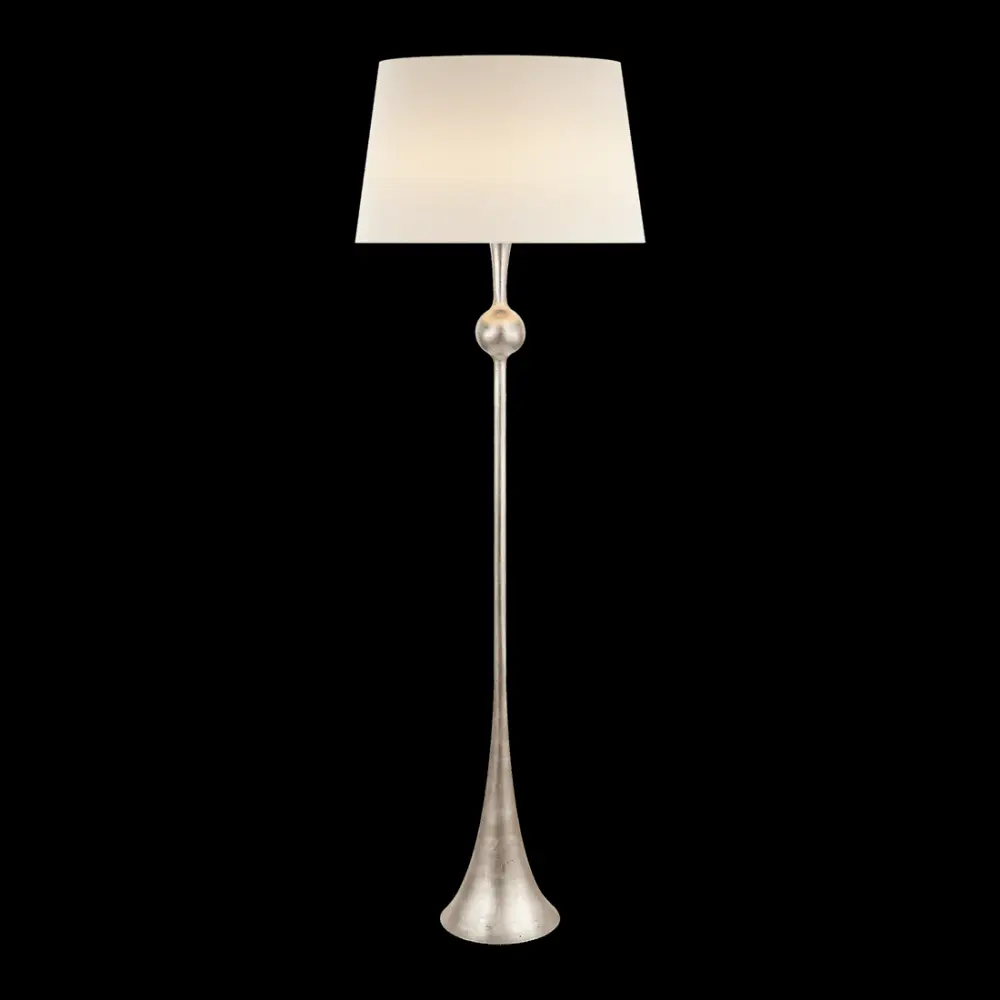 Dover Floor Lamp - Burnished Silver Leaf Flax Shade