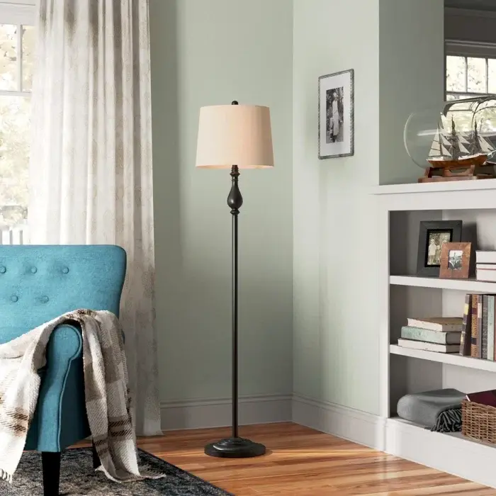 Maxax 62.5 Dimmable Jet-black Floor Lamp Fabric Shade #F23