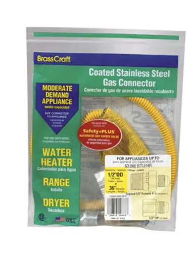 Gas Appliance Connectors Flexible Hose Range and Dryer Installation BRASSCRAFT