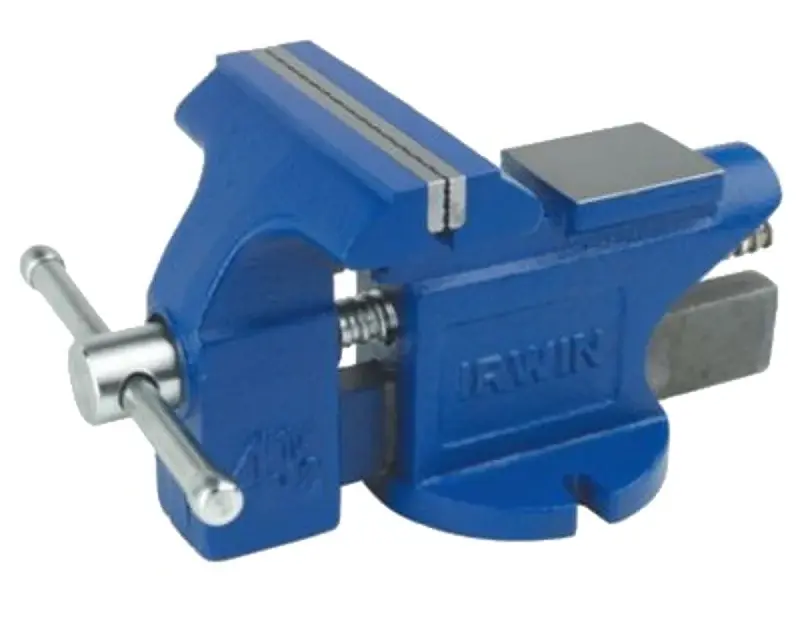 Irwin 2026303 Bench Vise, 4 Jaw Opening, 4-1/2 W Jaw, 2-3/8 D Throat, Cast Iron/Steel, Pipe Jaw