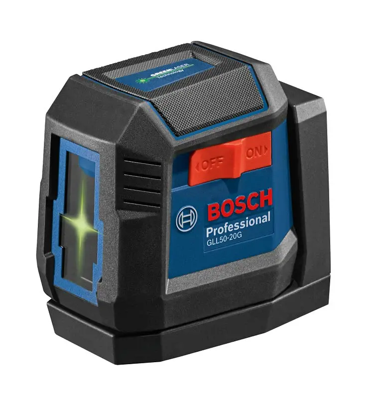 Bosch GLL50-20G Cross-Line Laser, 65 ft, 1/4 Accuracy, 2-Beam, Mint Laser