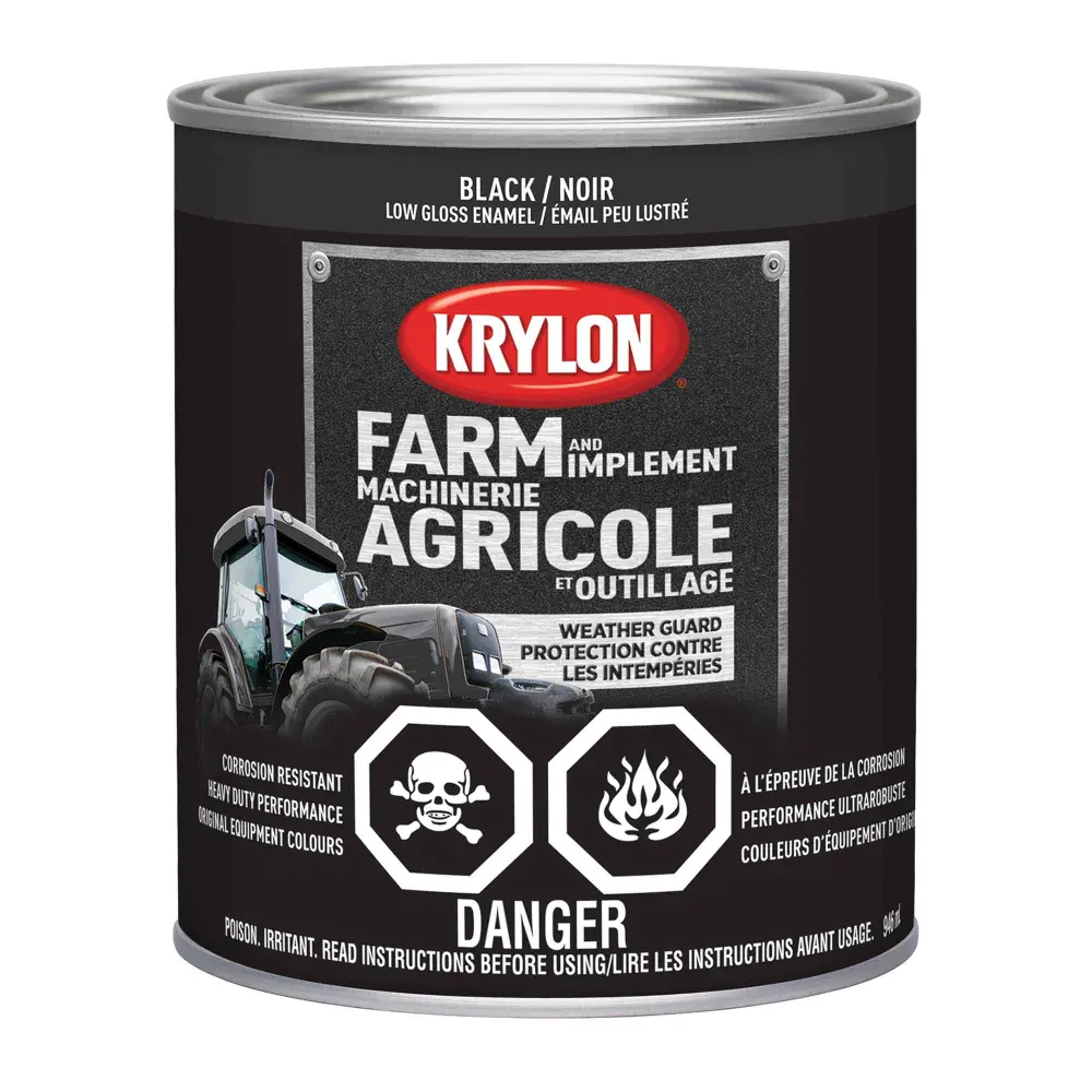 Farm and Implement Paint Brush on Low Gloss Enamel Midnight, 946 ml