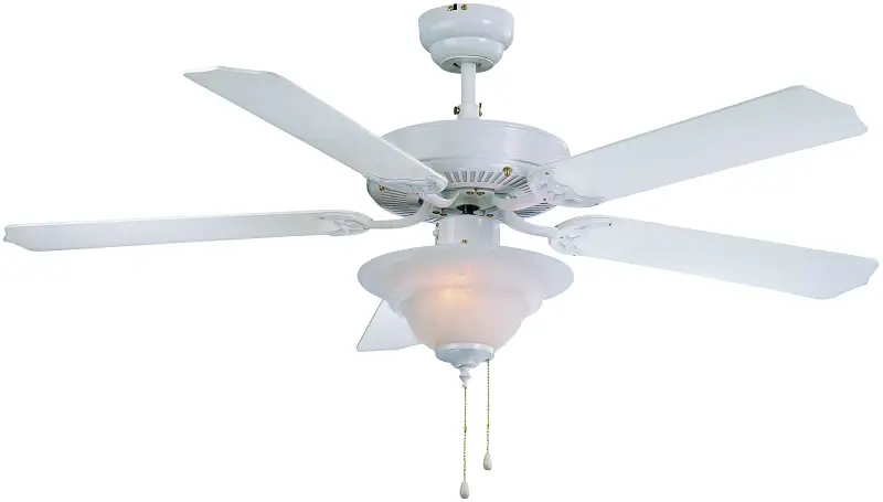 Boston Harbor CF-B552+1F242WH Ceiling Fan, 5-Blade, Bleached Oak/White Blade, 52 Sweep, MDF Blade, 3-Speed