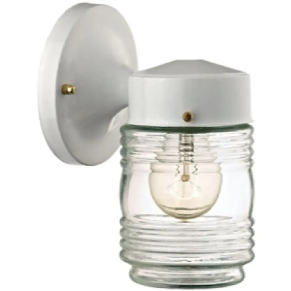WHITE JELLY JAR PORCH LAMP
