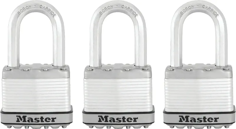 Master Lock Magnum Series M5XTRILF Padlock, Keyed Alike Core, 3/8 Dia Shackle, 1-1/2 H Shackle, Zinc, 2 W Body