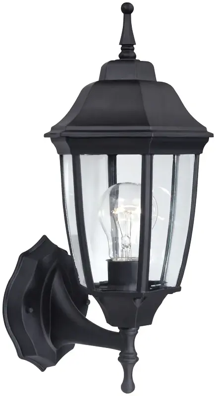 Boston Harbor HL-018B-BK Outdoor Wall Lantern, 120 V, 60 W, Type Lamp, Aluminum Fixture, Ebony