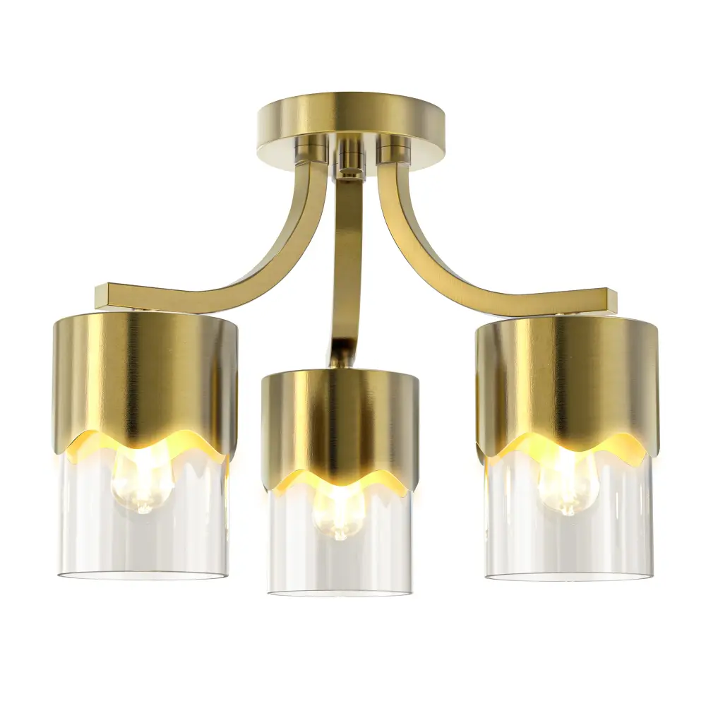 Glimmer 15.75 "- 3 Lights Modern Cluster Brushed Brass/Matte Black/Brushed Nickel Semi Flush Affix Lighting Fixture Hallwa...