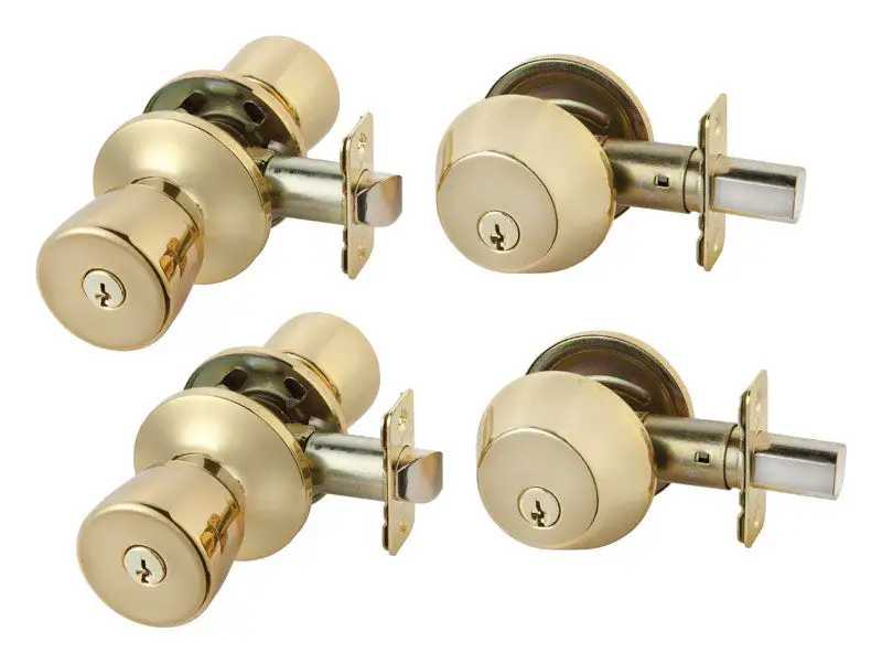 Ace Tulip Antique Brass Entry Lever and Deadbolt Set 1-3/4 Inch