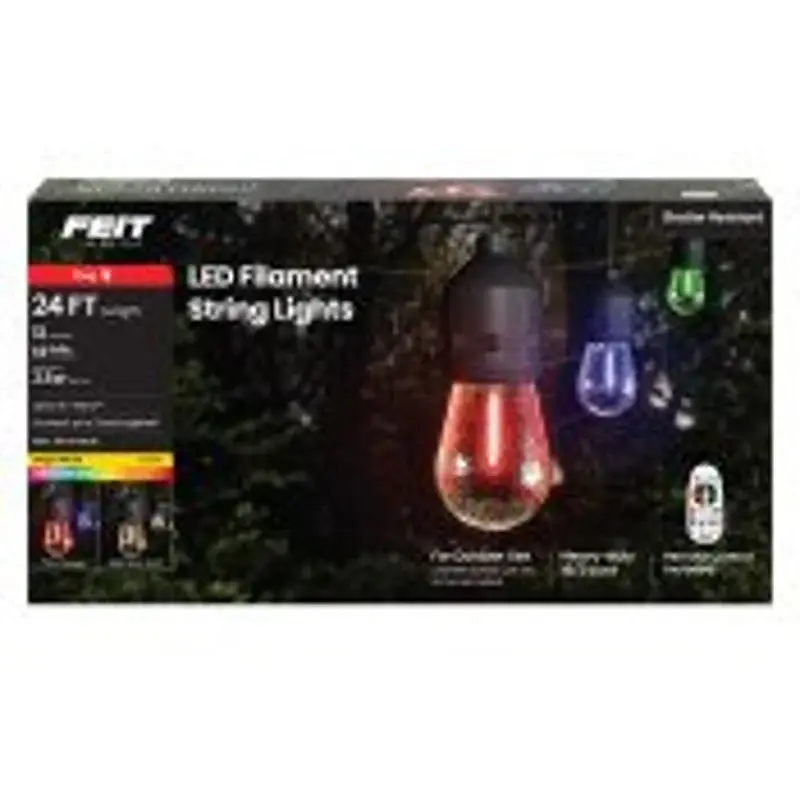 Feit Electric SL24-12/RGBW/WFIL String Light, Archetypal, 120 V, 3.5 W, 12-Lamp, LED Lamp, 15,000 hr Average Life
