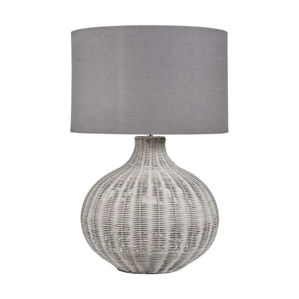 Allona Rattan Table Lamp - Grey Bathe