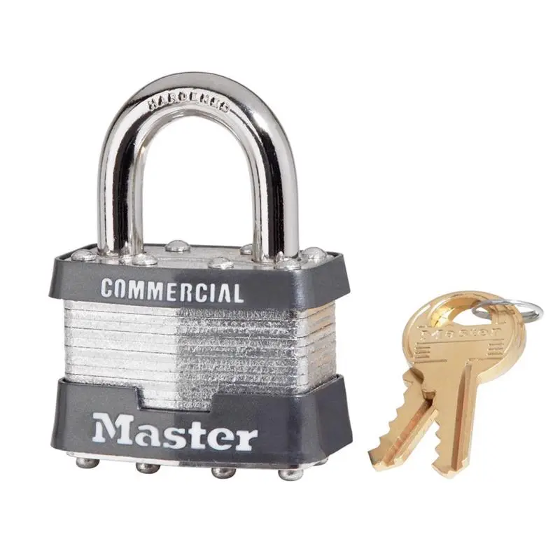 Master Lock 1-5/16 Inch H x 1 Inch W Steel 4-Pin Cylinder Padlock Keyed Alike MASTERLOCK
