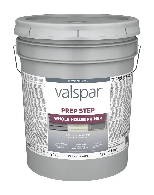 Valspar Prep-Step 981-5GAL Primer, Snow, 5 gal, Pail