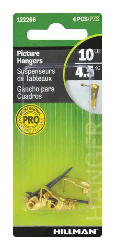 Hillman AnchorWire Brass-Plated Classic Picture Hanger 50 lb 2 pk Secure Hanging