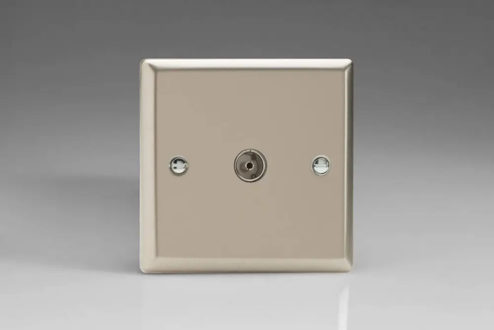 Cylinder Shade Varilight Retro Satin Chrome TV Socket Neutral Insert XN8