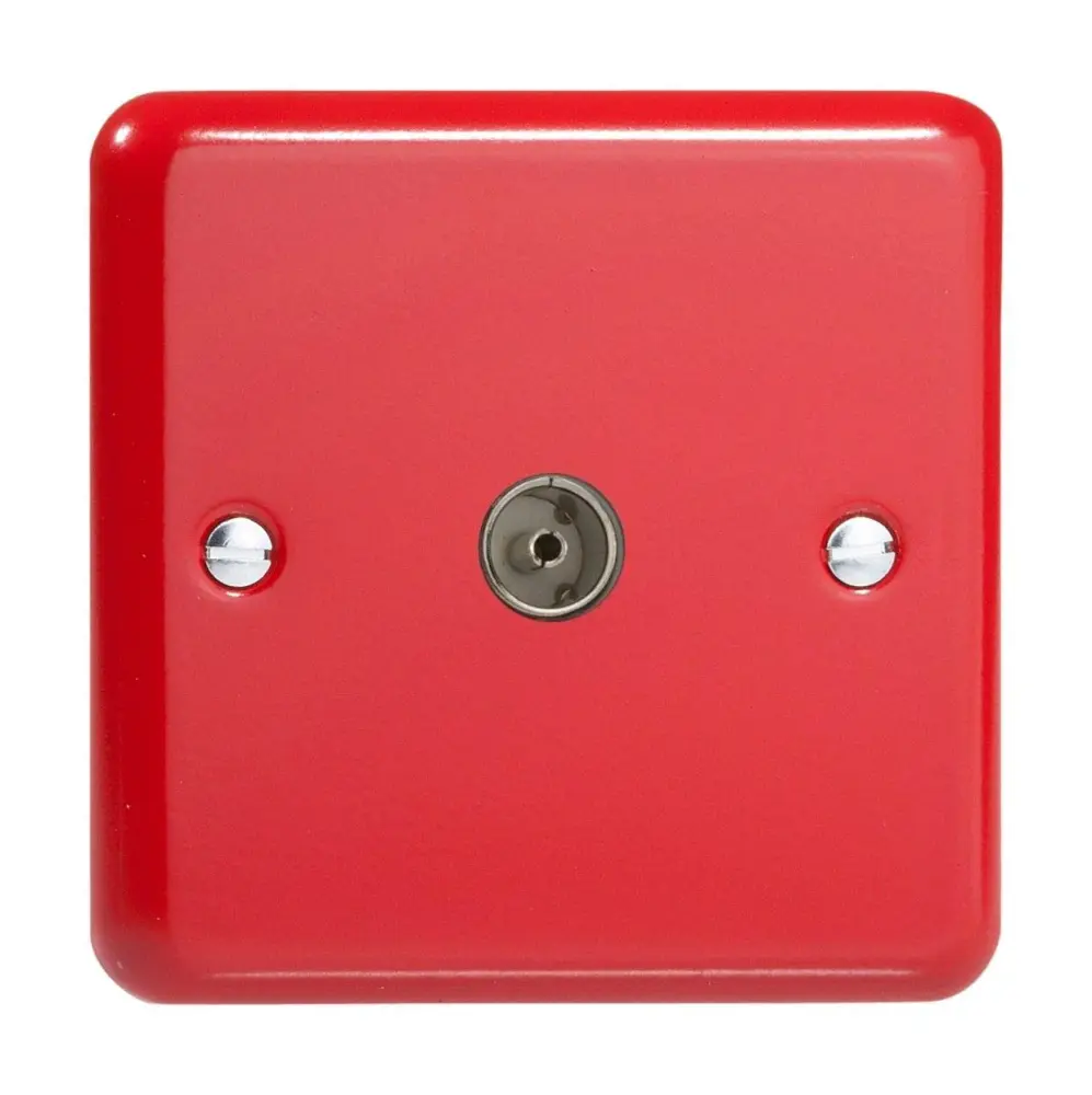 Varilight 1-Gang TV Plug Socket, Co-Axial Pillar Box Ruby XY8.PR