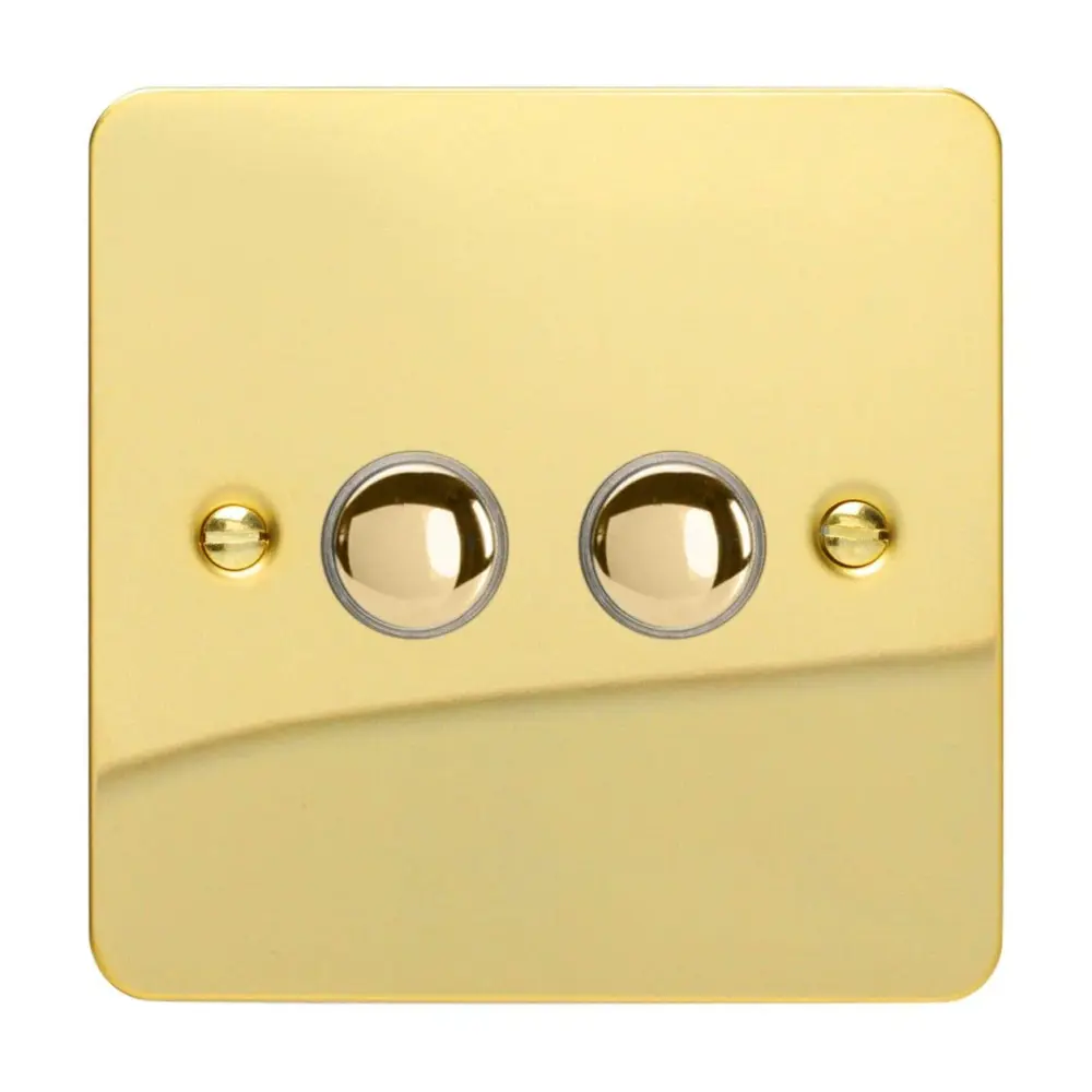 Commercial Grade Varilight 2-Gang 6A 1-Way Push-to-Make Momentary Switch Polished Warm alloy XFVM2