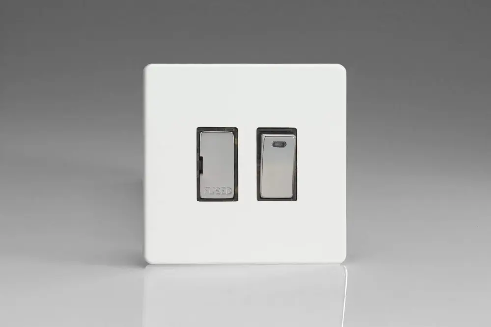Varilight 13A Switched Fused Spur + Neon All-metal Inserts Premium White XDQ6NDS Compatible Google Home