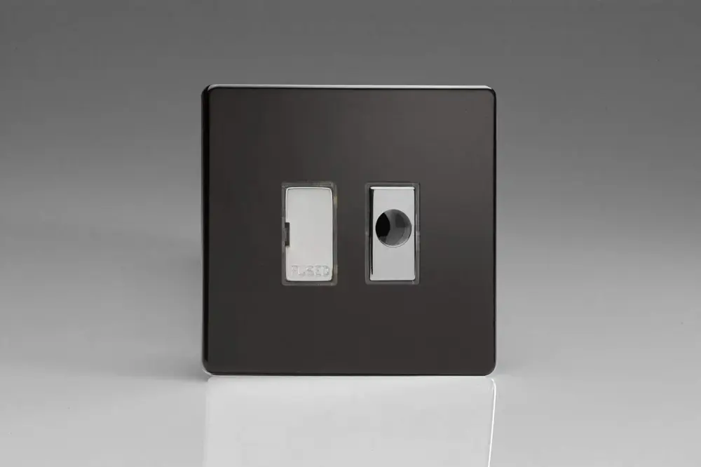 Varilight 13A Unswitched Fused Spur + Flex Outlet Metal Inserts Choice Black XDL6UFODS