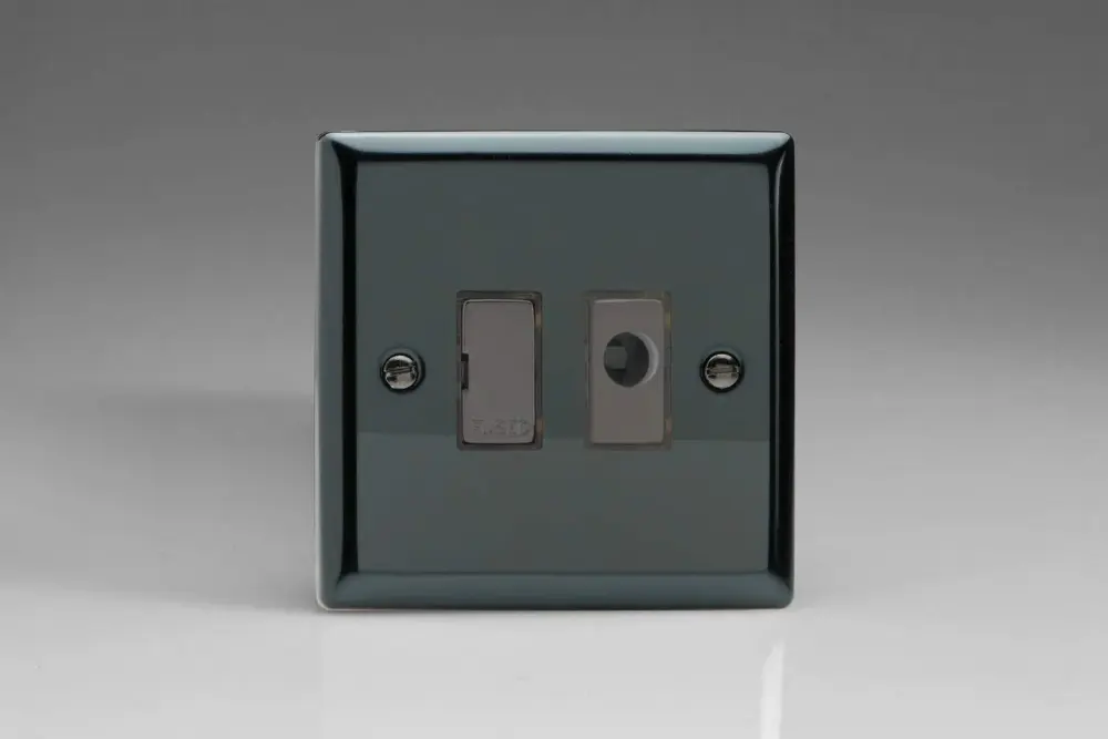 Varilight 13A Unswitched Fused Spur + Flex Outlet Metallic Inserts Iridium XI6UFOD