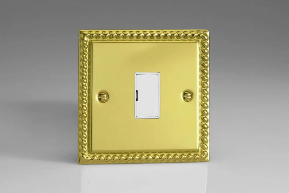 Varilight Iconic Georgian Brass 13A Unswitched Fused Spur White Insert XG6UW